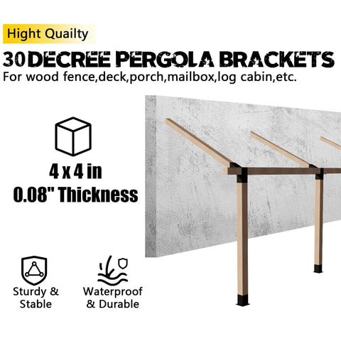 3 Way 30 Degree Pergola Brackets L Shaped Right Angle Corner Brackets For 4x4 Beams Three And A Half By Three And A Half Inches Indoor Outdoor DIY Heavy Duty Slant Bracket For Pavilion Gazebo Porch Deck Cabin Set Of 2