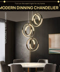 Modern LED Chandelier With 6 Ring Ball Design Black Pendant Lamp 18W Dimmable Ceiling Light Fixture for Dining Area