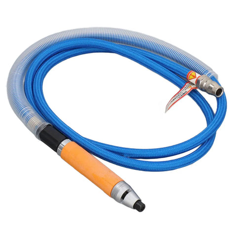 Lightweight Pneumatic Grinding Pen Straight Handle with blue hose and orange grip, suitable for metal, wood, and plastic polishing.