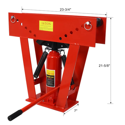 Heavy Duty 16 Ton Manual Hydraulic Pipe Bender With Eight Dies for 1/2 to 3 inch piping red steel tool front view
