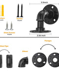 Components of 6 Pack Industrial Pipe Shelving Brackets For Wall Mounts Vintage Black Iron Rustic Finish Built Tough Heavy Duty DIY Shelves
