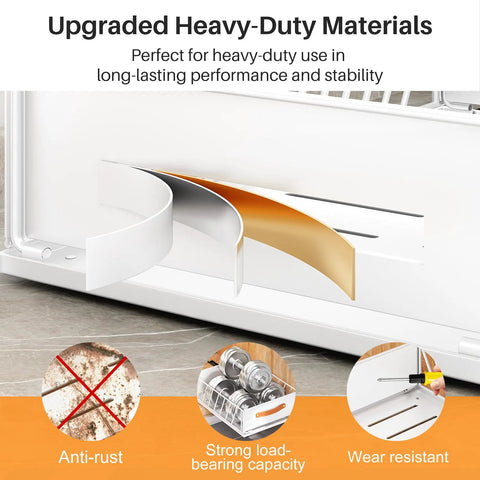 Top Shelf Pull Out Cabinet Organizer With Adhesive Nano Film Hella Sturdy Slide Out Pantry Shelves And Sliding Mesh Basket With Handle For Kitchen Bathroom And Home 11 Point 8 By 15 Point 7 By 6 Point 2 Inches White heavy-duty materials for stability and anti-rust performance