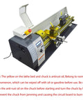 1100W Benchtop Mini Metal Lathe 8X24 Inch Electronic Variable Speed Digital Display showing control panel and chuck.