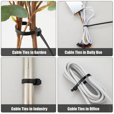Beefy Heavy Duty 24 Inch Nylon Cable Ties 175 Lb Tensile Strength Self Locking UV Resistant for garden, daily, industrial, office use