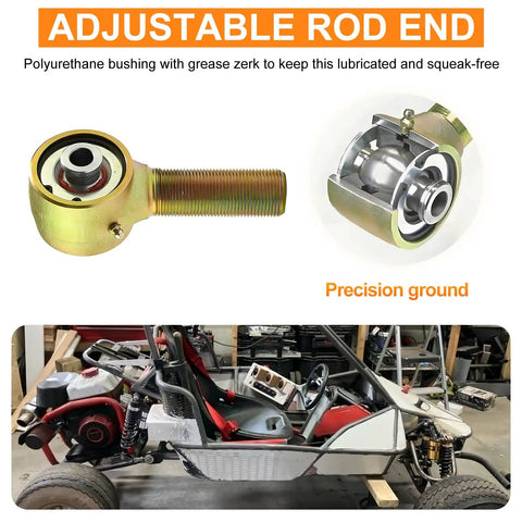 7/8-14 Right Hand 4130 Chromoly Rod Ends with 9/16 Bore for Steering Tie Rods, adjustable rod end with grease zerk.