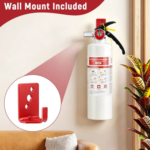 Solid Pick 2 Point 5 Lb Abc Dry Powder Fire Extinguisher With 1 A 10 B C Rating And Ansi Ul Approval mounted on wall with red hook