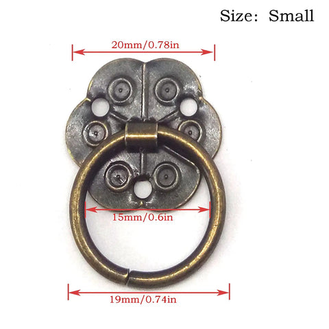 Straight Up Slick Vintage Bronze Ring Drawer Pulls For Cabinets Heavy Duty Metal Knobs, 20mm small hardware detail.