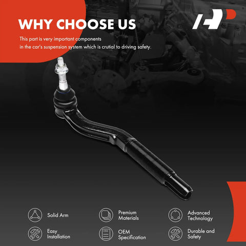 Front Left Outer Tie Rod End for Jeep Wrangler JL and Gladiator JT 2018 to 2024 Replacement Steering Linkage Easy Install OE Fit Beefy Heavy Duty Ball Joint black steel arm