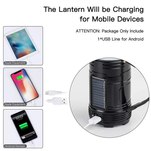 4 Pack Solar Lantern Flashlights For Camping And Emergencies USB Rechargeable 2000mAh Battery charging mobile devices