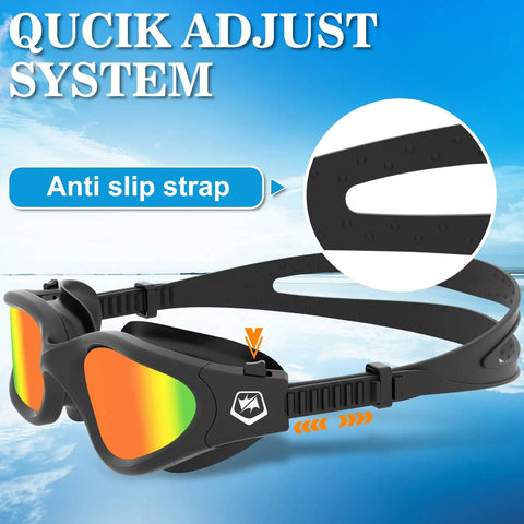 Straight Up Crisp Polarized Swimming Goggles For Outdoor Pool And Surf Featuring Legit Anti Fog Tech with anti-slip strap