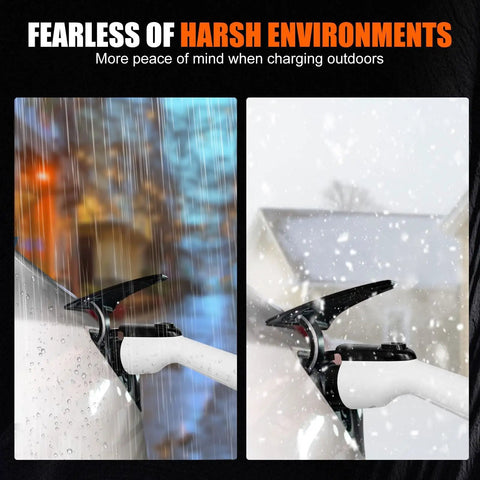 Road Trip Ready Portable Level One And Two EV Charger 110 To 240 Volt 8 To 16 Amp Adjustable NEMA 6 20 Plug in rain and snow