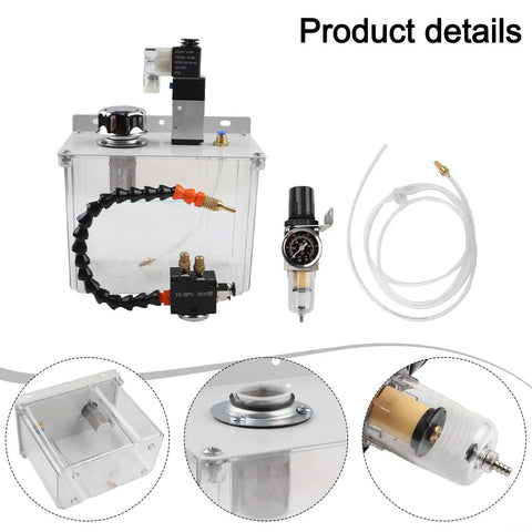 Industrial Grade 3L CNC Coolant Mist Sprayer With Tough Magnetic Base And Long Flexible Shaft For Shop Lube Oil Diesel Kerosene Cutting Fluids Workhorse Reservoir Pump components on display including tank and hoses.