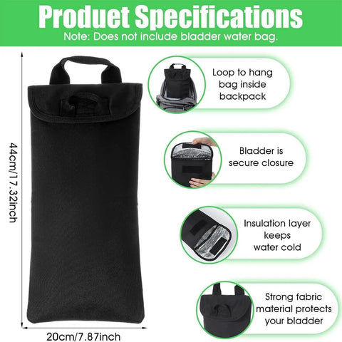 3L Hydration Bladder With Insulated Leakproof Reservoir For Backpacks product specifications showing design and features.
