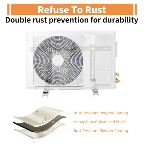 Heavy Duty Galvanized Steel Mini Split Wall Mount Bracket For Outdoor Ductless AC, Rust Resistant Coating Layers