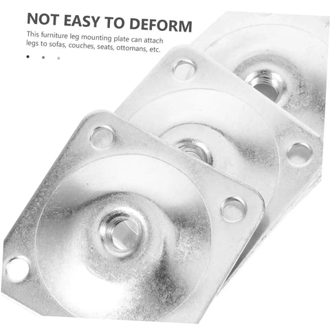 Heavy Duty Iron Table Leg Brackets Four Pack For Sofa Couch And Ottoman Replacement Mounting Plates Pre Drilled for easy furniture repairs.