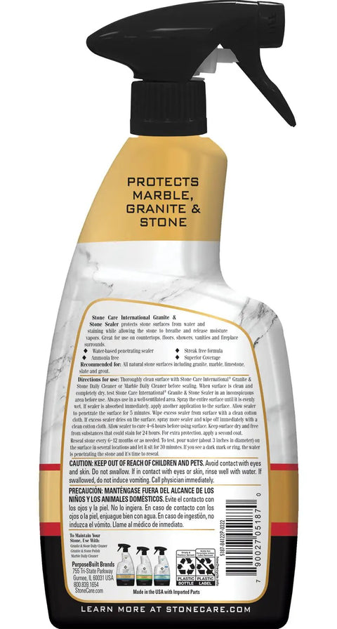 No Fuss Granite Sealer And Stone Protector Spray That Dries In A Snap 24 oz bottle with spray nozzle for easy application.