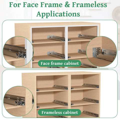 Smooth As Butter 18 Inch Undermount Drawer Slides Two Pack Soft Close Full Extension Cabinet Hardware in face frame and frameless designs.