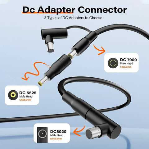 DC adapter connectors including DC5525, DC7909, DC8020, for Solar Panel Extension Cable MC4 To 8mm DC Connector 6.6 Feet 12AWG Plus 14AWG.