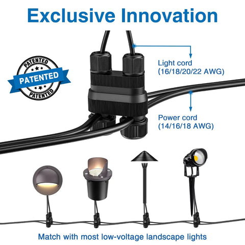 Fastlock2 Low Voltage Wire Connector For Landscape Lighting 14-18 Gauge Waterproof Outdoor Connectors Easy One Piece Installation 24 Pack For Garden Path Lights installed in outdoor lighting setup
