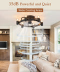 Low Profile Black Ceiling Fan With Light Remote Flush Mount Modern Farmhouse Industrial Rustic Ceiling Fan in living room