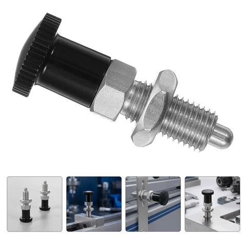 Bulletproof American Specs Guarantee This No Nonsense Stainless Steel Indexing Plunger Pin M6 Threaded Spring Button with Non Locking Mechanism Delivers Serious Grip Daily from an angled view.