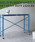 Premium Workhorse Five Inch Baker Scaffold Wheels Set Of Four With Square Stem And Dual Lock Brakes built on heavy duty scaffold with solid rubber wheels.