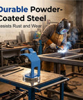 Heavy-Duty Welding Torch Holder With Strong Magnetic Base, powder-coated steel for durability in a workshop setting.