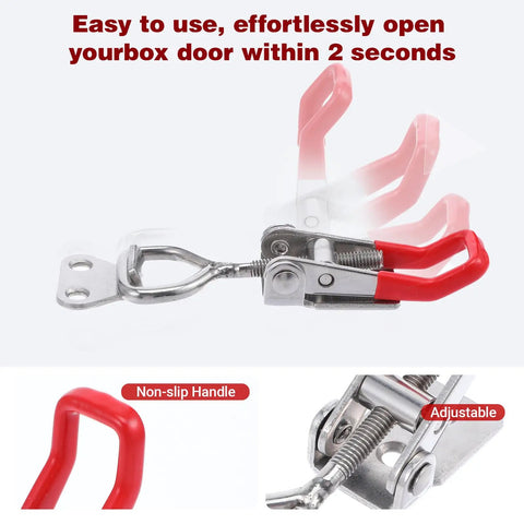 4 Pack Toggle Latch Clamp Set 304 Stainless Steel Quick Release Latches With 396 Lbs Holding Capacity, red handle view