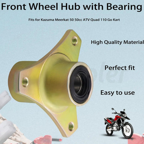 Beefed Up Front Wheel Hub With Sealed Ball Bearing 15MM Bore Rock Solid Steel Chassis for Kazuma Meerkat 50CC ATV Quad.