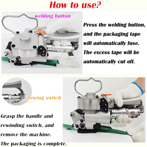 Heavy Duty Handheld Pneumatic Strapper For Pet Strap And Pp Band Portable Packing Tool No Sweat Operation cranking out secure bands.