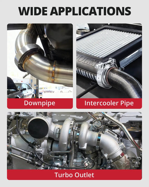 3.0 Inch V Band Clamp With Flanges 304 Stainless Steel Set Of 4 on downpipe, intercooler pipe, and turbo outlet