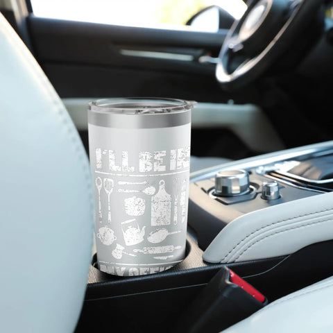 I Will Be In My Office Funny Kitchen Chef Insulated Stainless Steel Travel Tumbler Cup in car console