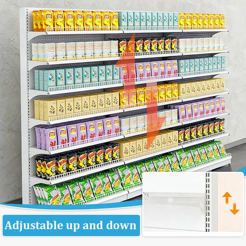 Top Shelf Double Sided Gondola Shelving Display Featuring Adjustable Four Tier Store Shelves For Retail Grocery And Liquor Center Island Premium Steel Commercial Rack Straight Up Built Solid Heavy Lifter Setup with visible adjustable shelves.