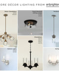 Five Head Modern Farmhouse Chandelier LED Silver Light Fixture For Kitchen Dining Room Living Room Dope Illumination With Energy Efficient Bright LEDs not shown, image displays various lighting fixtures by Enbrighten.