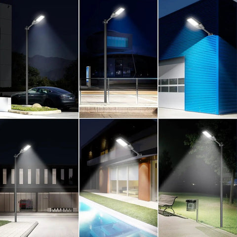 Solar Street Light Outdoor 300W Two Pack 25000 Lumens IP66 Waterproof Flood Light with Dusk to Dawn Motion Sensor
