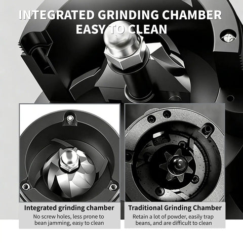 Integrated grinding chamber of Solid Build Coffee Grinder, 48mm Stainless Steel Conical Burrs, easy to clean and efficient.