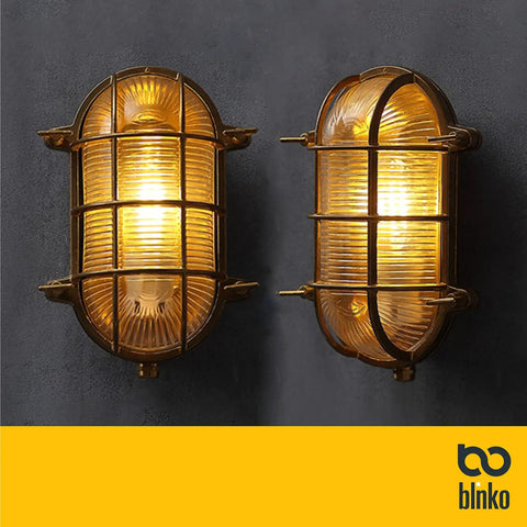 Nautical Brass Bulkhead Wall Light Shade Only For Outdoor And Indoor Use IP65 Waterproof Industrial Retro Vibe Mid Century Modern Decor
