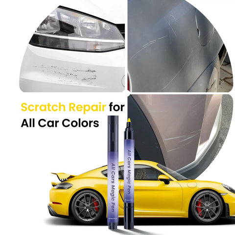 Real Talk Car Scratch Remover Pen For A Straight Up Rig Polish And Effortless Paint Touch Ups For All Exterior Colors And Weekend Warriors In A Twin Pack showing scratch repair on multiple cars.