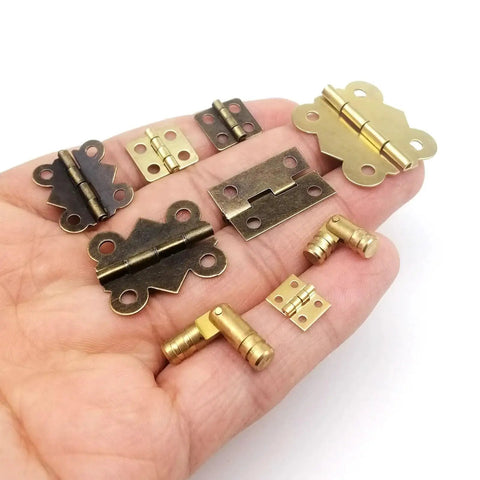 12 Pack Mini Heavy Duty Cabinet Door Hinges With Screws 17x20mm Gold Finish Tough As Nails Hardware For Kitchen Office And Pantry Cabinets Easy Install Sturdy Steel Construction Corrosion Resistant, assorted finishes in hand