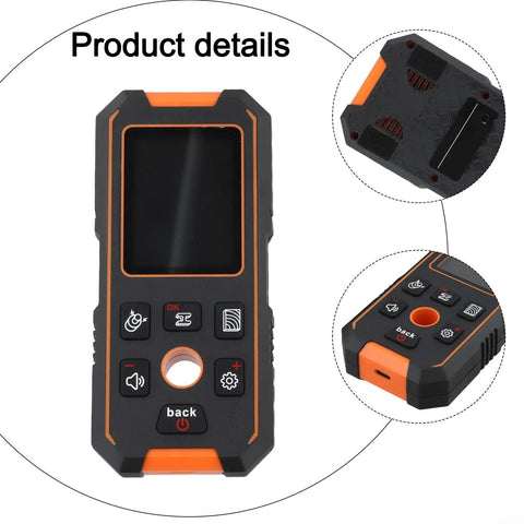 Stud Finder Wall Scanner NF-513 Metal Detector for Wood Studs AC Wire Pipe Detection with LCD display, front view showing buttons.