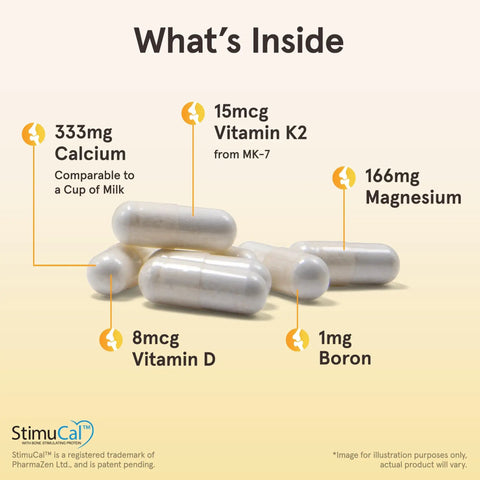 BoneUp For Bone Density With Vitamin D3 And K2 Calcium Support Supplement 240 Capsules with nutrients labeled