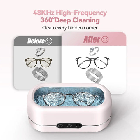 Upgraded 48KHz Ultrasonic Jewelry Cleaner Machine With 304 Stainless Steel Tank for deep cleaning eyeglasses and rings