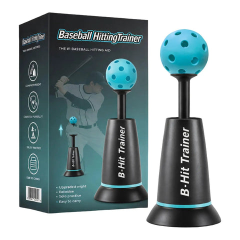 Baseball Batting Trainer Machine With Sturdy Metal Frame For All Skill Levels Adult Hitting Aid For Home Practice Interactive Drills Realistic Balls Pro Grade Durable Backyard Training Gear, blue ball on black base