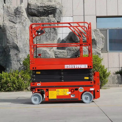 Straight Up Compact Scissor Lift Table Heavy Duty Mobile Material Hoist Smooth Setup For Small Workshop side view with raised platform
