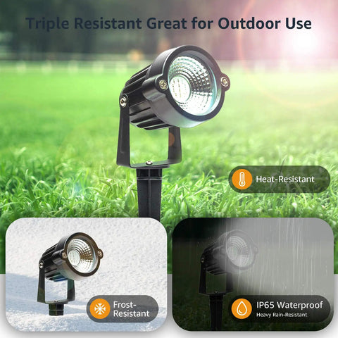 Color Changing RGB Outdoor Yard Spot Lights With Remote 12V Low Voltage Waterproof Landscape Uplights in garden setting