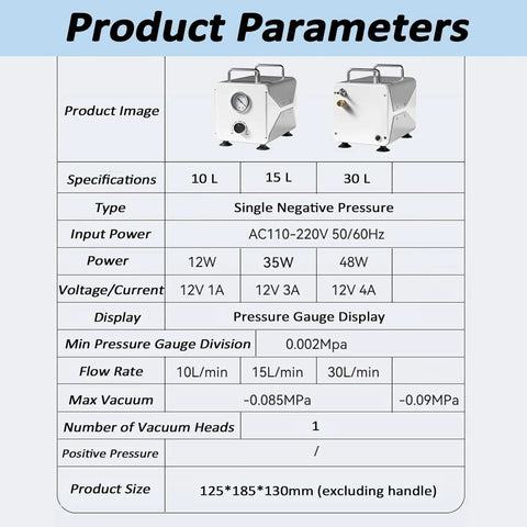 Portable Oilless Diaphragm Vacuum Pump For Lab Filtration featuring adjustable speed and real time pressure monitor specifications.