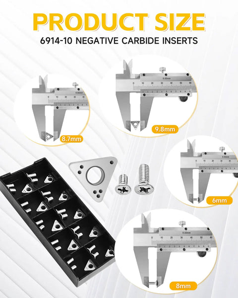 10 Pack Negative Rake Carbide Brake Lathe Inserts Compatible With Ammco Replacement Cutter Inserts With M3 6mm And 8mm Screws