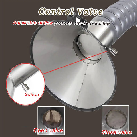Adjustable 3.5 To 6.5 Foot Fume Extractor Arm With Portable Bamboo Joint Dust Extraction Hose for Welding features control valve for airflow.