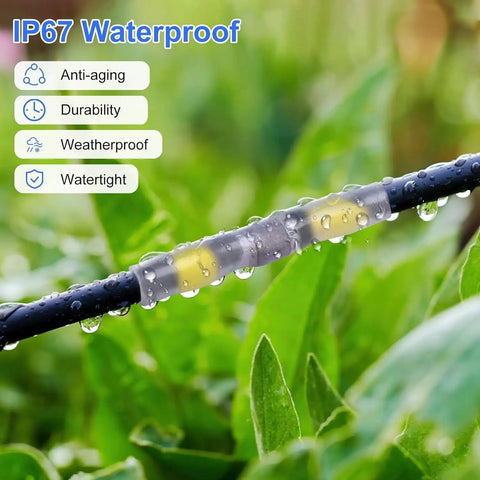 158 Piece Heat Shrink Solder Seal Wire Butt Connector Kit Marine Grade Waterproof Tubes For 12 10 AWG 16 14 AWG 22 18 AWG 26 24 AWG Auto Motorcycle Boat Wiring Solderstick shown waterproof in garden setting.