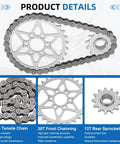 Beefy Drive Sprocket And Chain Kit For Surron Light Bee X And Segway X160 X260 Dirt Bikes, 420 chain, 30T front, 13T rear sprocket